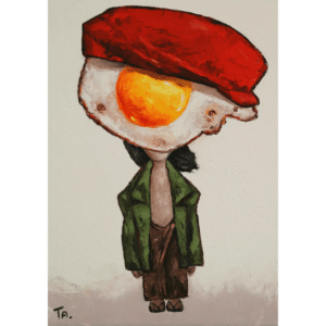 Egg boy in red cap