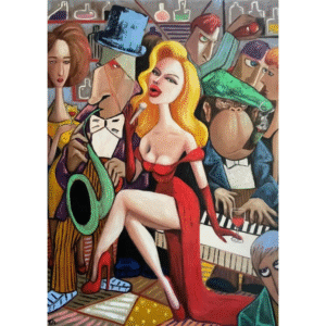 Lady in red sings jazz